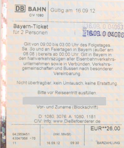 Deutsche bahn bw-ticket single