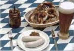 Munich Weisswurst ready to eat, and a weissbier